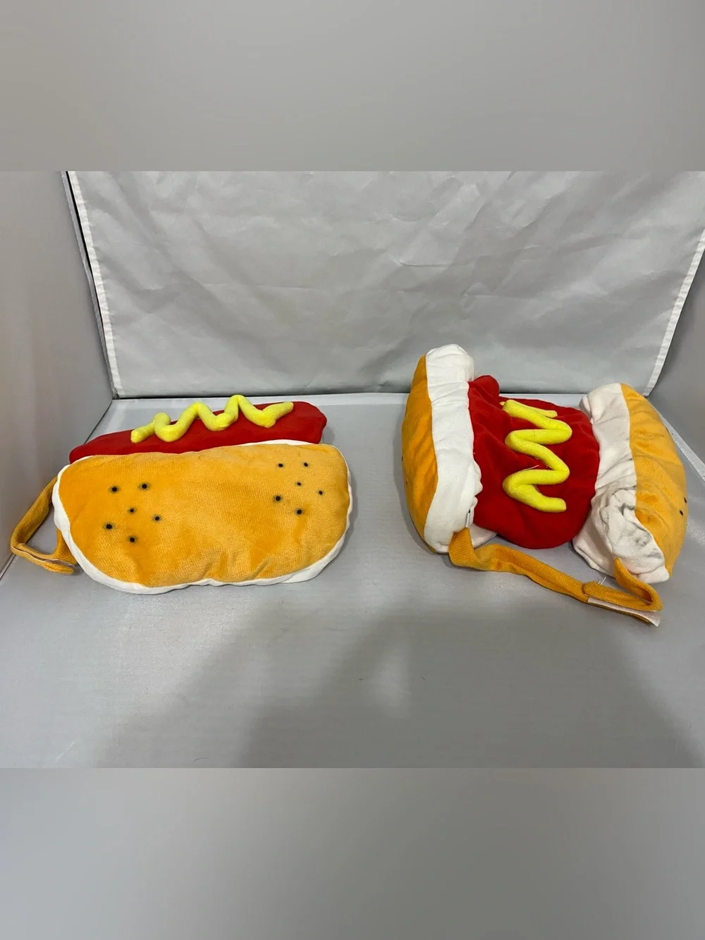 Plush Hot Dog Dog Costume with Mustard Accent - Red & Yellow